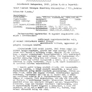 Részlet a Deportáltakat Gondozó Országos Bizottság által felvett jegyzőkönyvekből (Forrás: DEGOB-jegyzőkönyvek: 588, MZSL)
